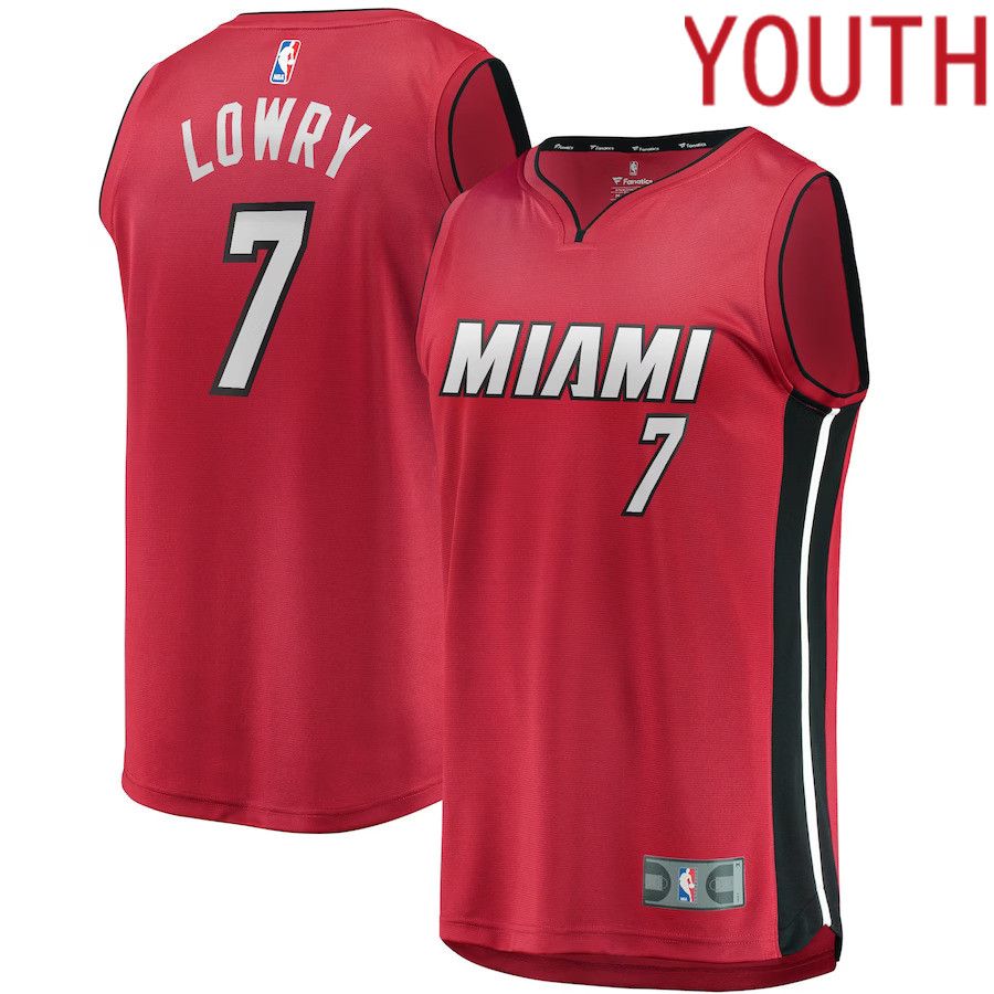 Youth Miami Heat 7 Kyle Lowry Fanatics Branded Red Fast Break Player NBA Jersey